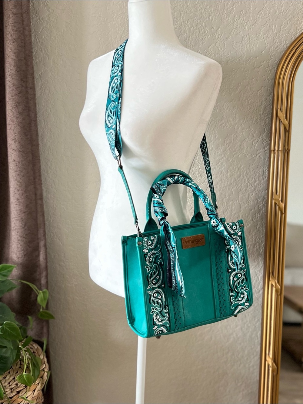 Wrangler Turquoise Western Paisley Tote Bag
